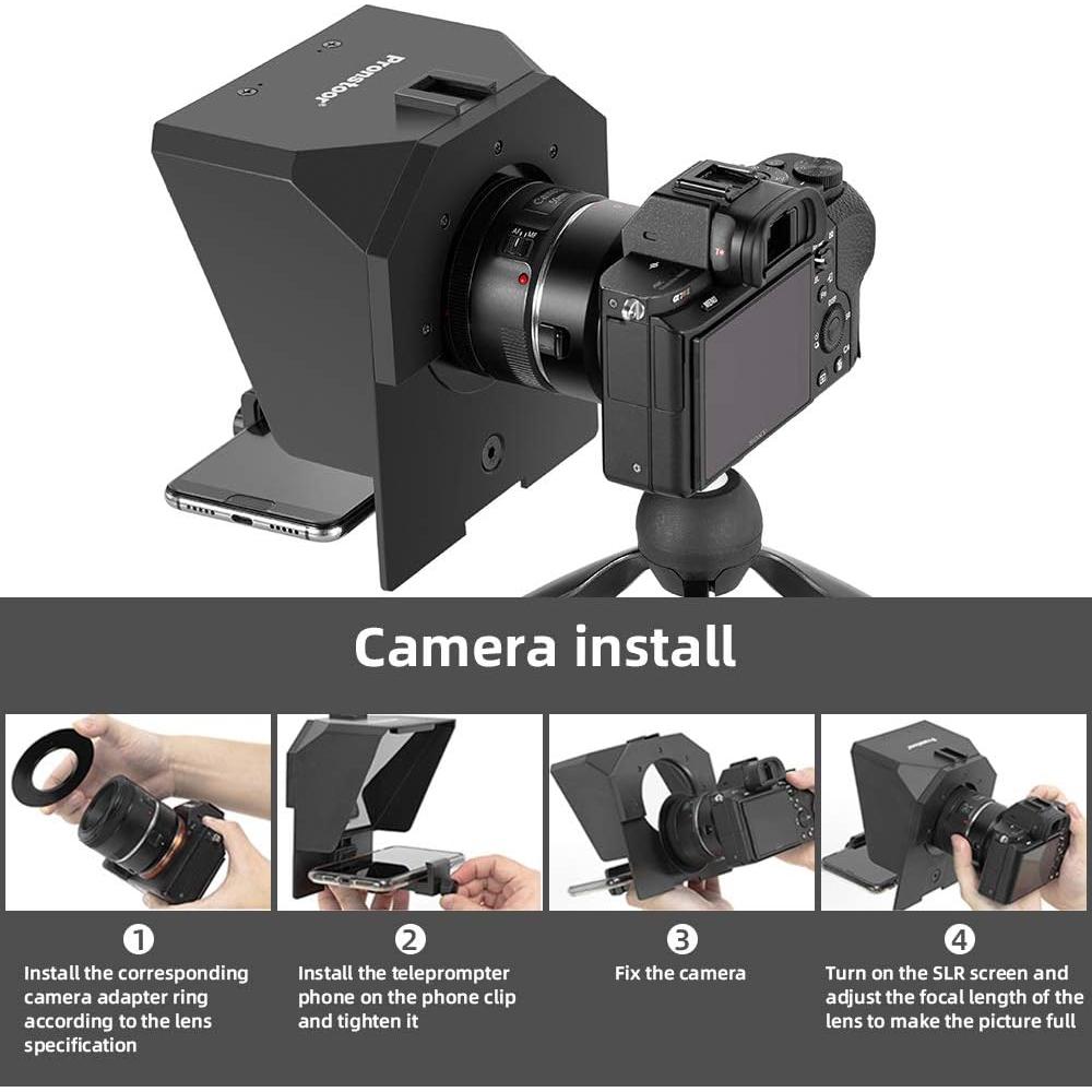 Teleprompter AMBITFUL 7.5'' con trípode para smartphone y DSLR