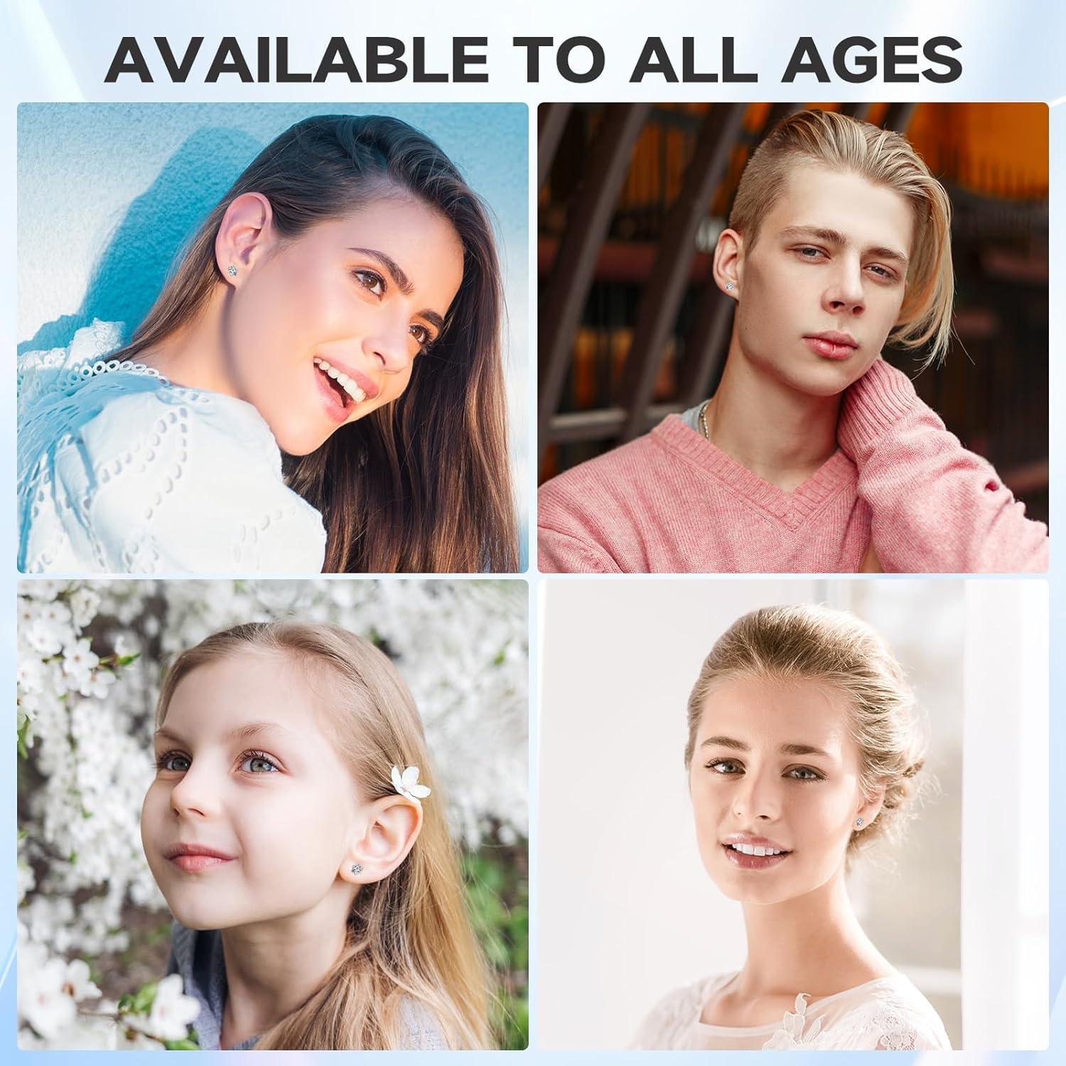 Kit de Perforación de Orejas 4 Piezas - Plata - Hipoalergénico