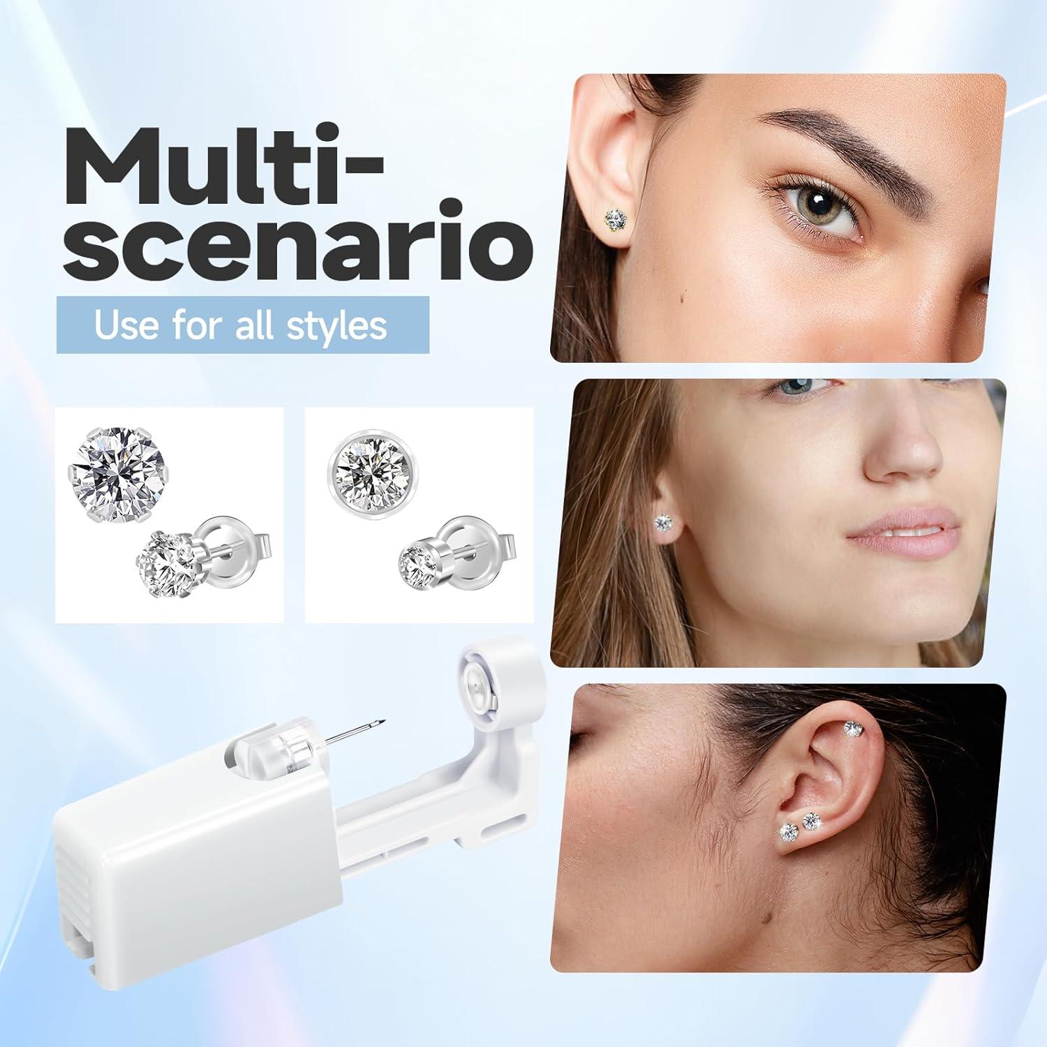 Kit de Perforación de Orejas 4 Piezas - Plata - Hipoalergénico