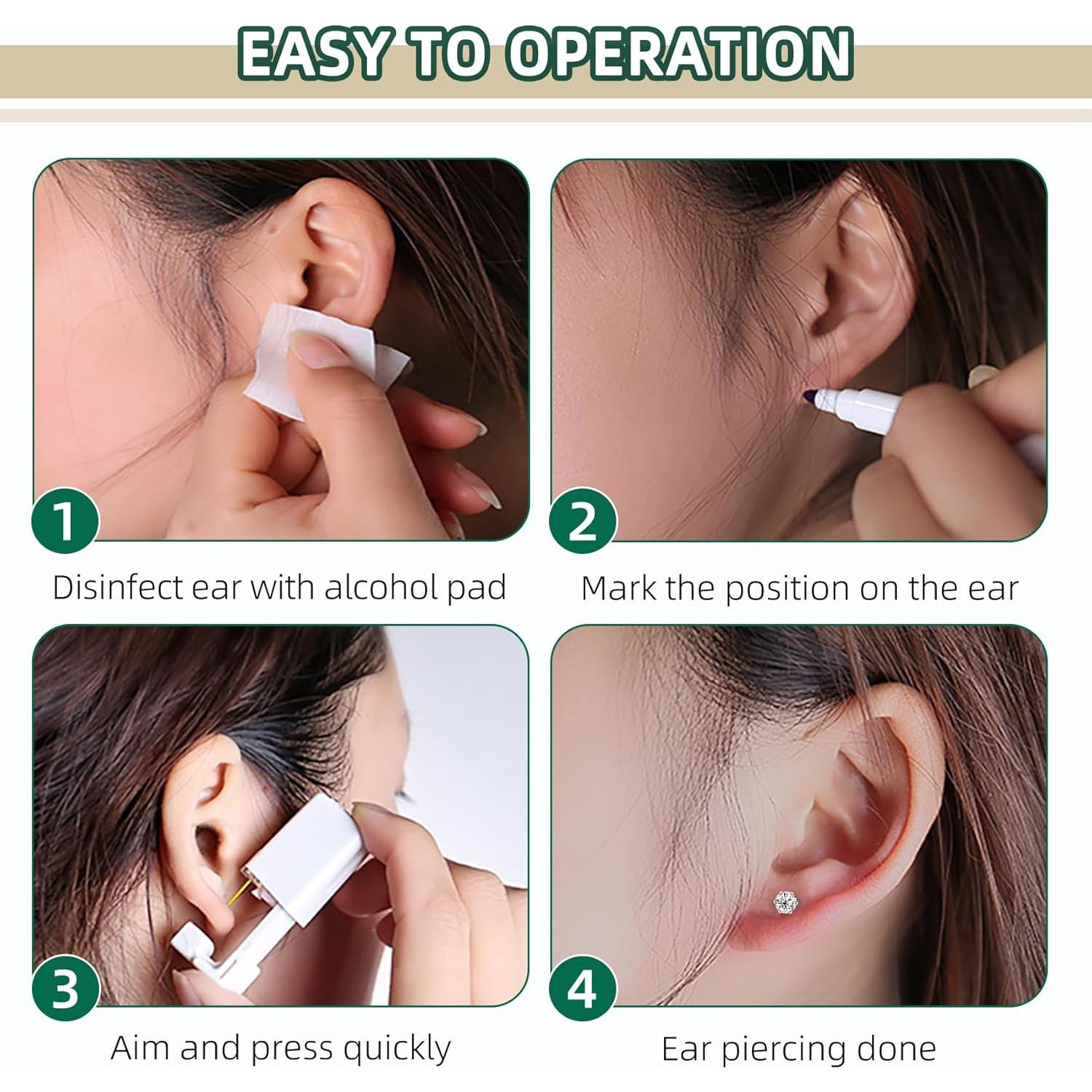 Kit de Perforación de Orejas 26 Piezas Nunpag - Dorado