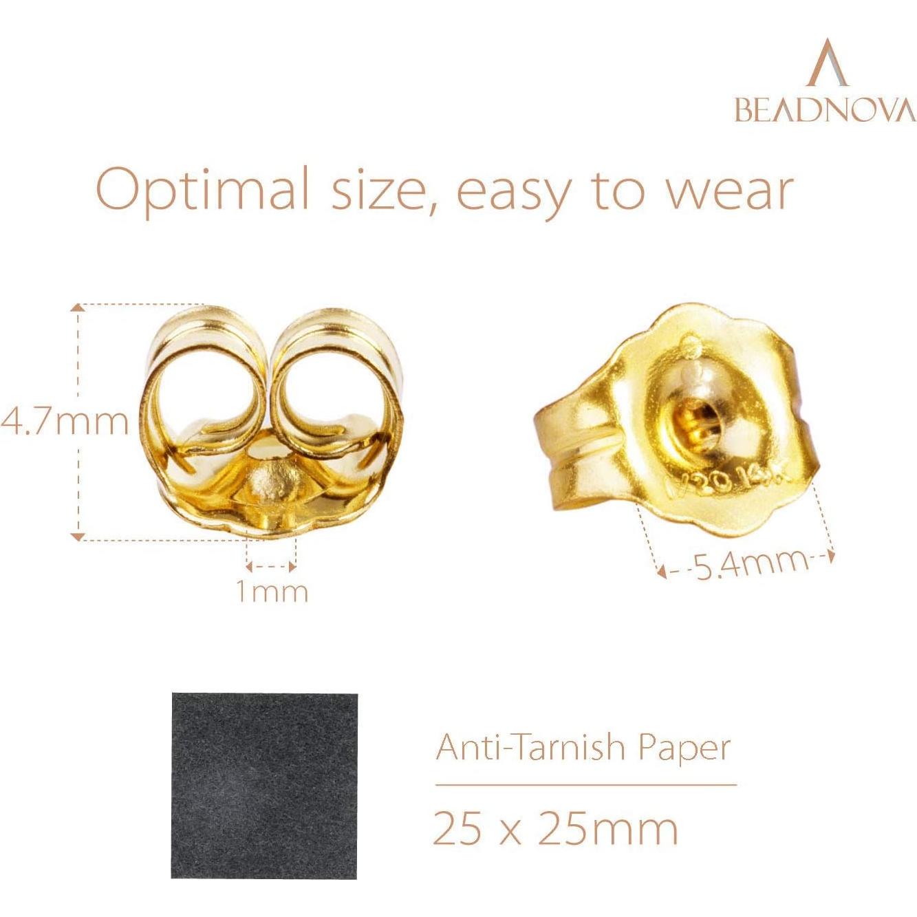 Respaldo de Aretes BEADNOVA 14K Dorado Mariposa - 6 Piezas