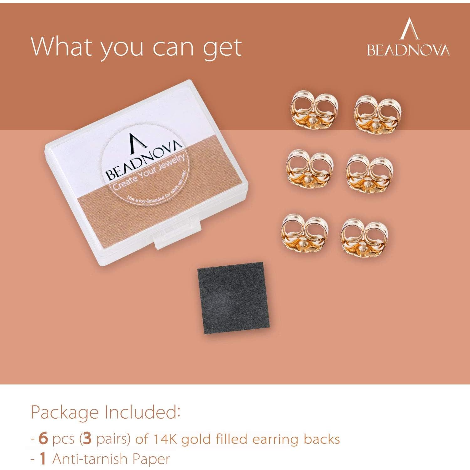 Respaldo de Aretes BEADNOVA 14K Dorado Mariposa - 6 Piezas