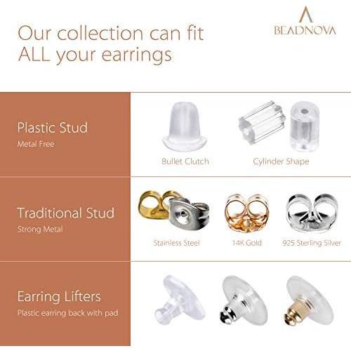 Respaldo de Aretes BEADNOVA 14K Dorado Mariposa - 6 Piezas