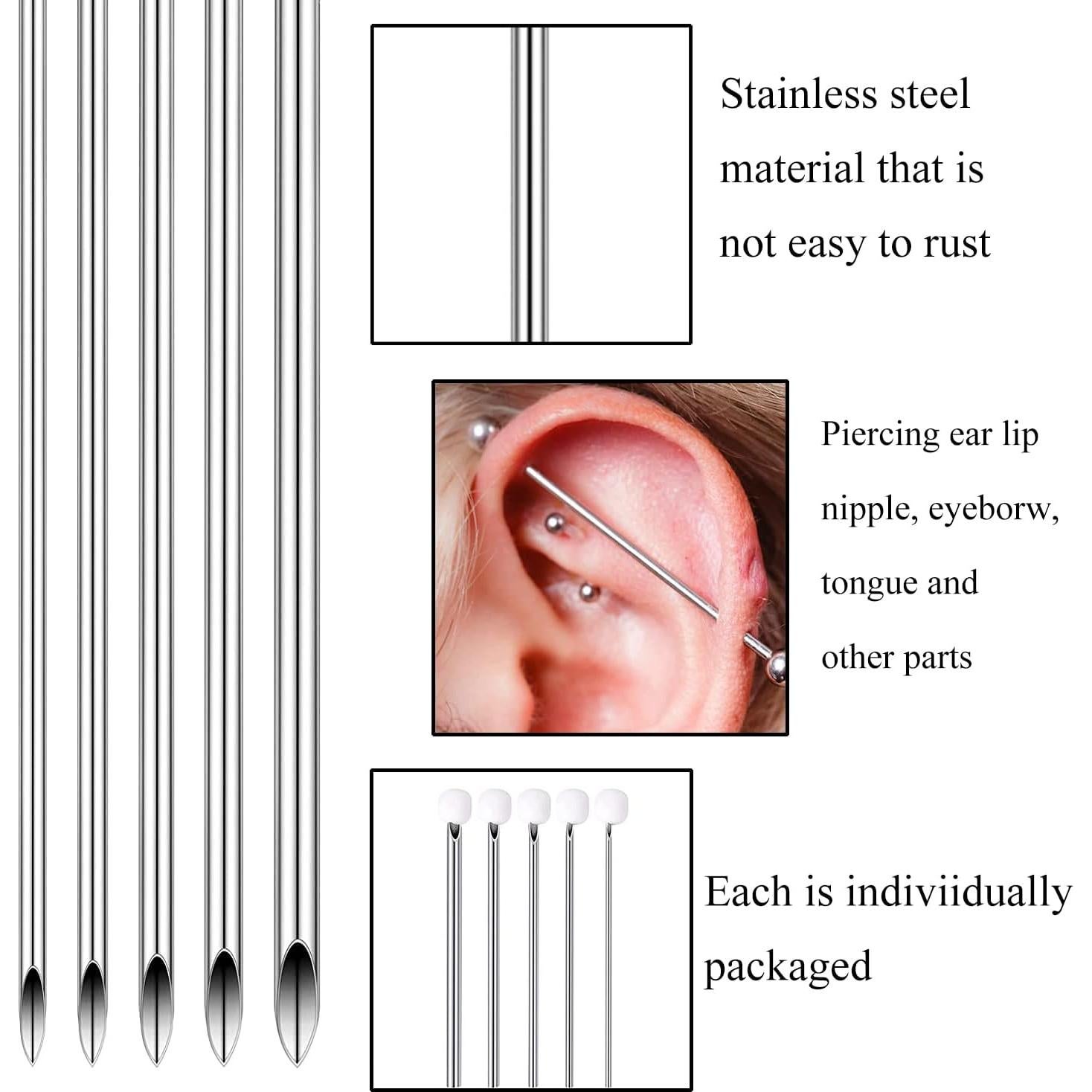 Kit de Perforación Corporal Zhuoting 36 Piezas Acero Inoxidable