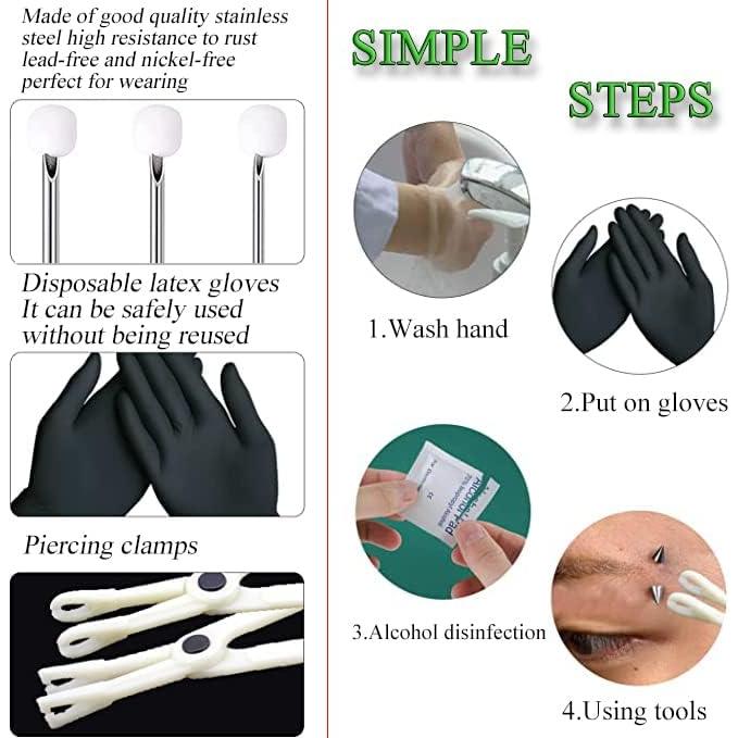 Kit de Perforación Corporal Zhuoting 36 Piezas Acero Inoxidable