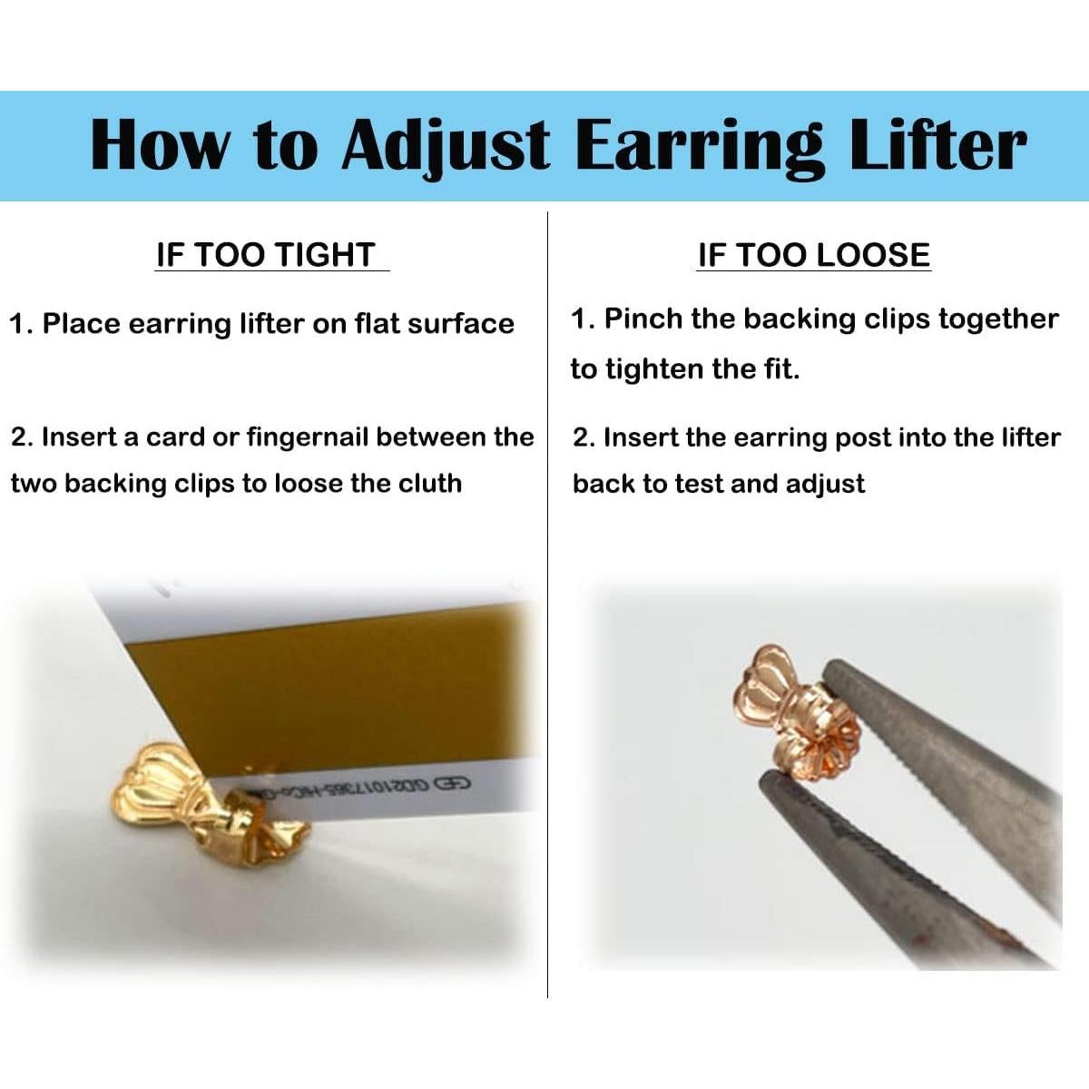 3 Pares de Respaldo de Aretes Ajustables Kouley Oro 14K