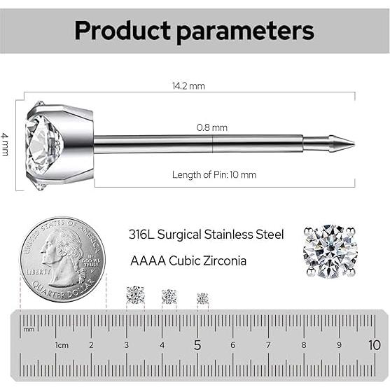 Kit de Perforación de Orejas SugarTang - 4 Puntas Acero Inoxidable