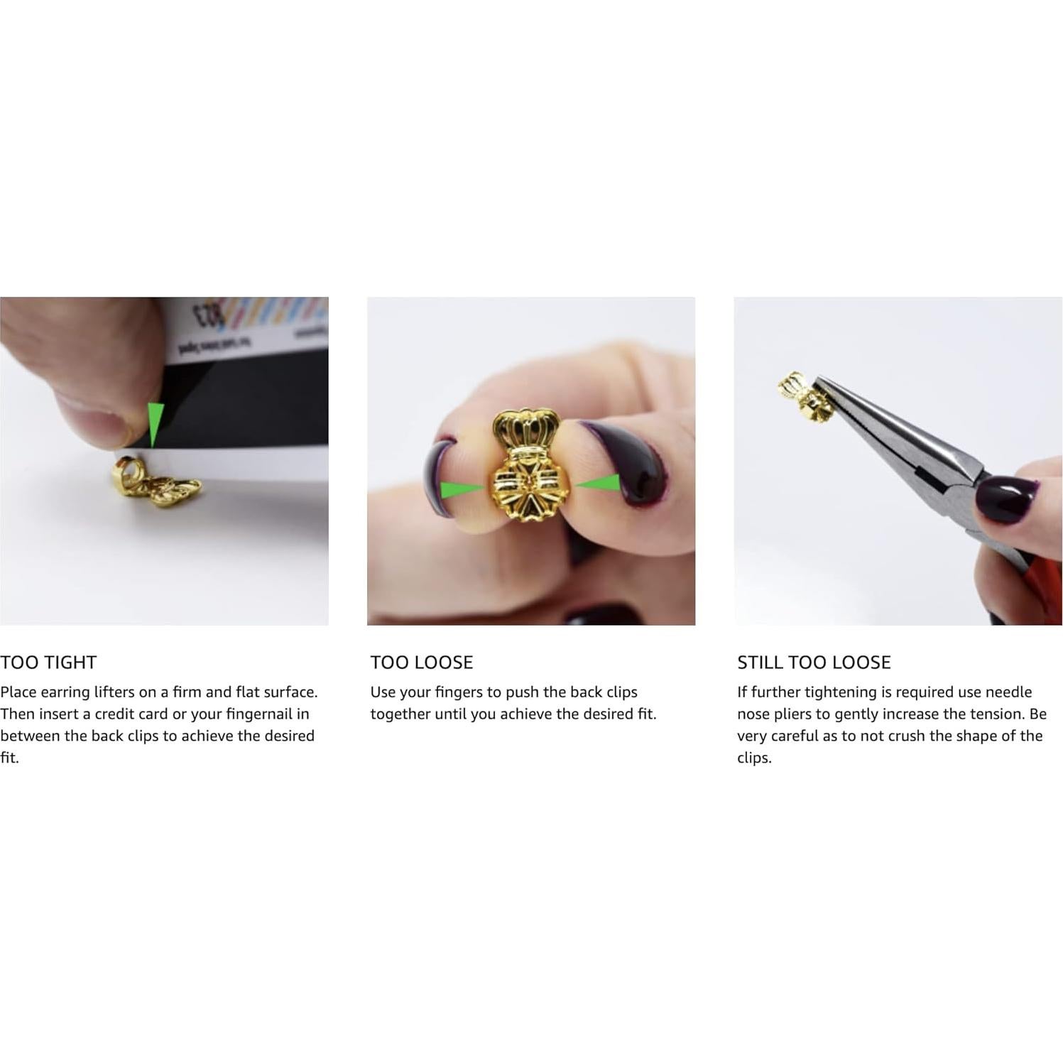 Elevadores de Pendientes Anchora Hipoalergénicos 2 Plateados 1 Dorado