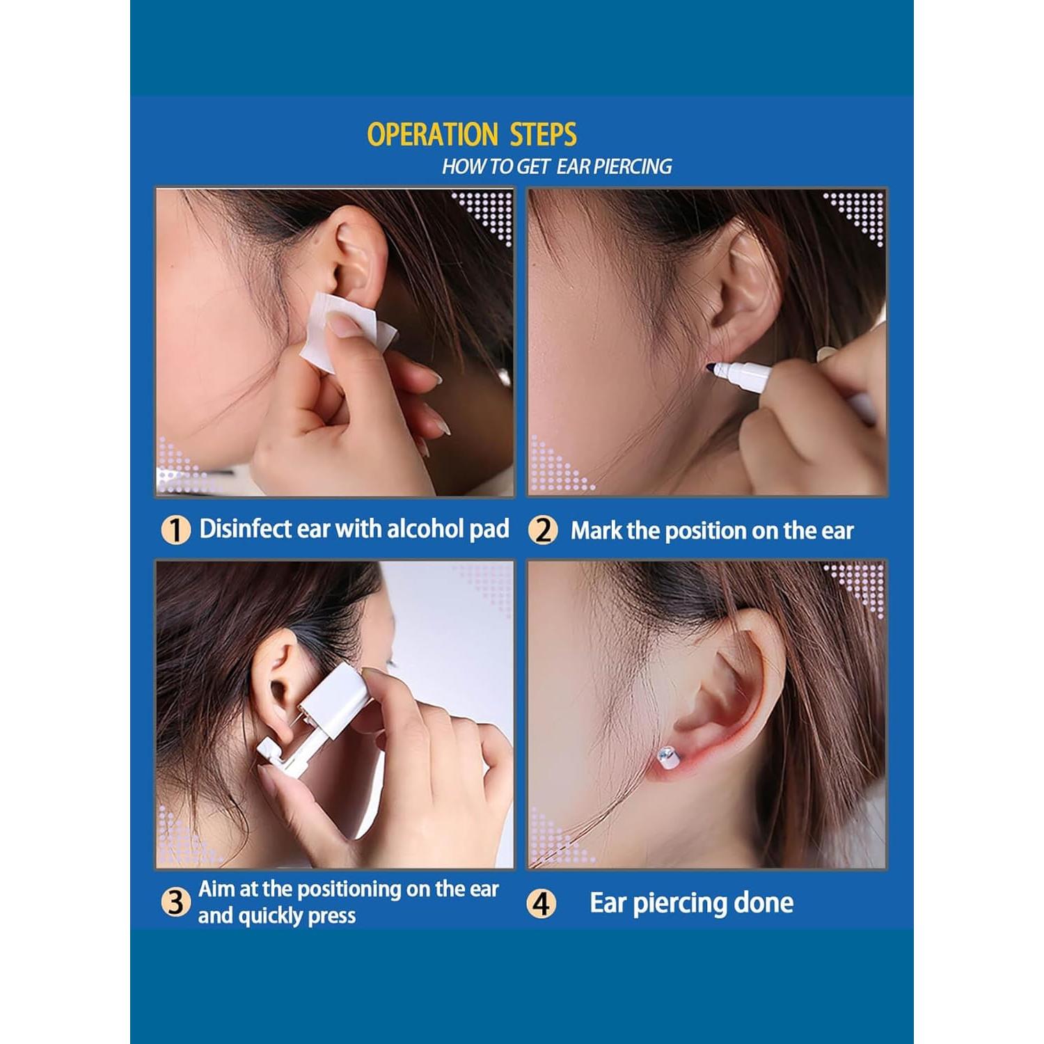 Kit de Perforación de Orejas DJCIW 21 Piezas Oro 3mm CZ