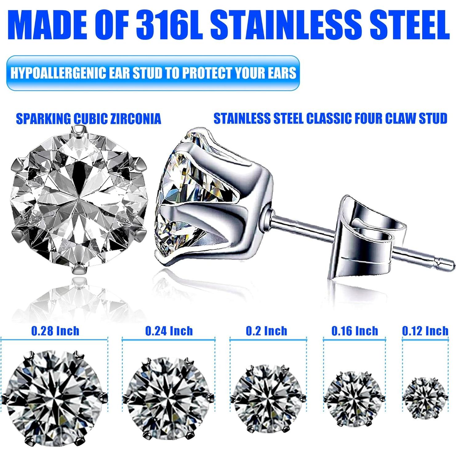 Kit de perforación de orejas YINPAD con 24 pendientes plata