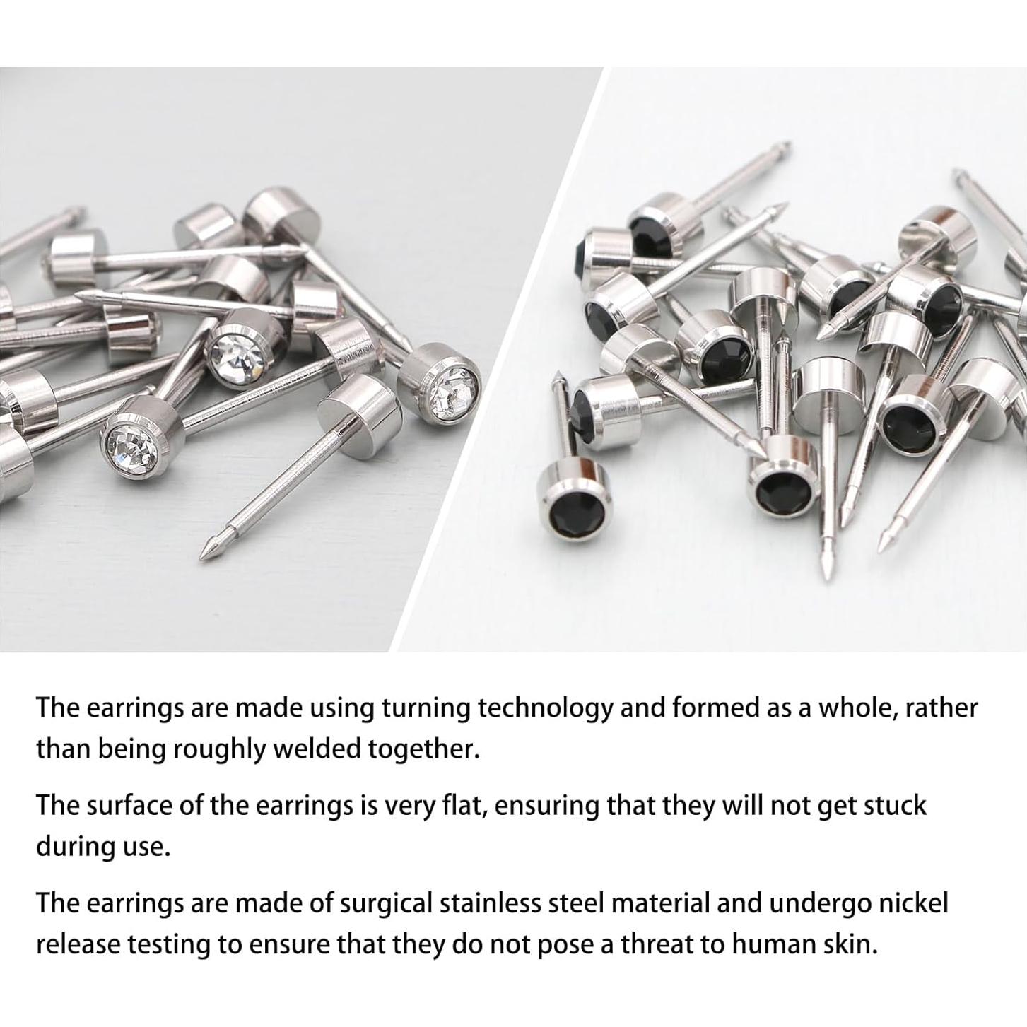 Kit de perforación de orejas YINPAD con 24 pendientes plata