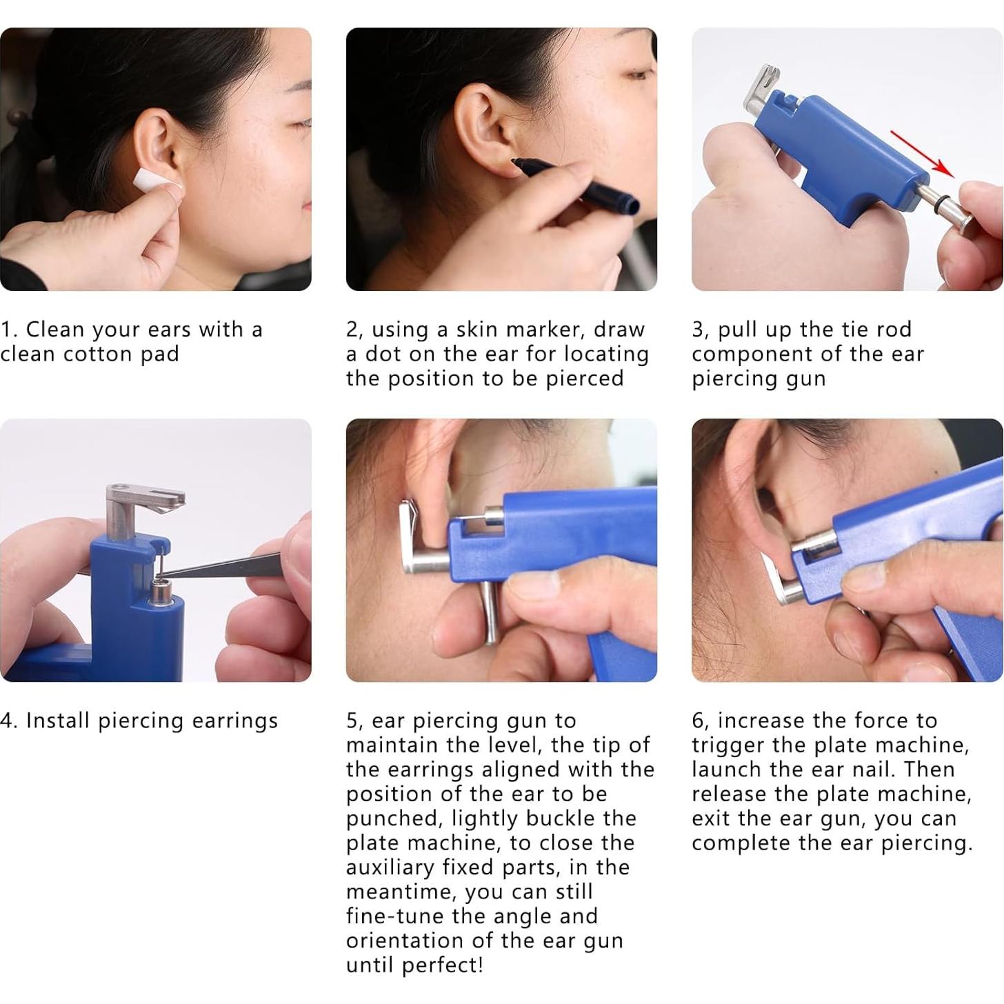 Kit de perforación de orejas YINPAD con 24 pendientes plata