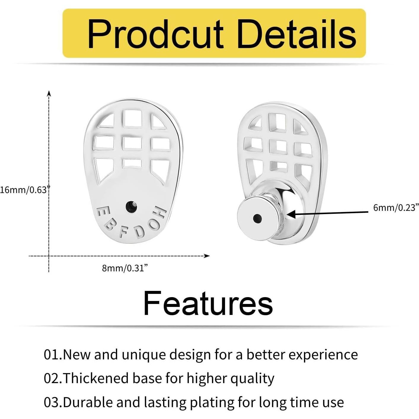 Resortes para Pendientes EBFDOH Oro Blanco 4 Pcs Soporte Pesado