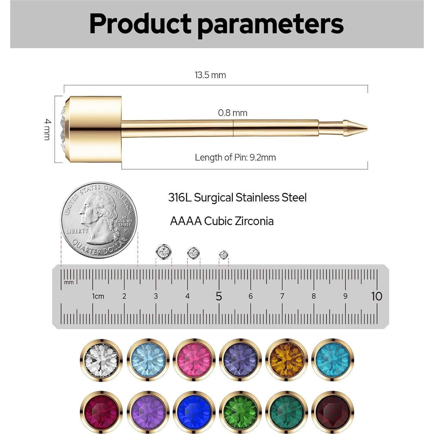 Kit de Perforación de Orejas Dorado 4mm SugarTang Desechable