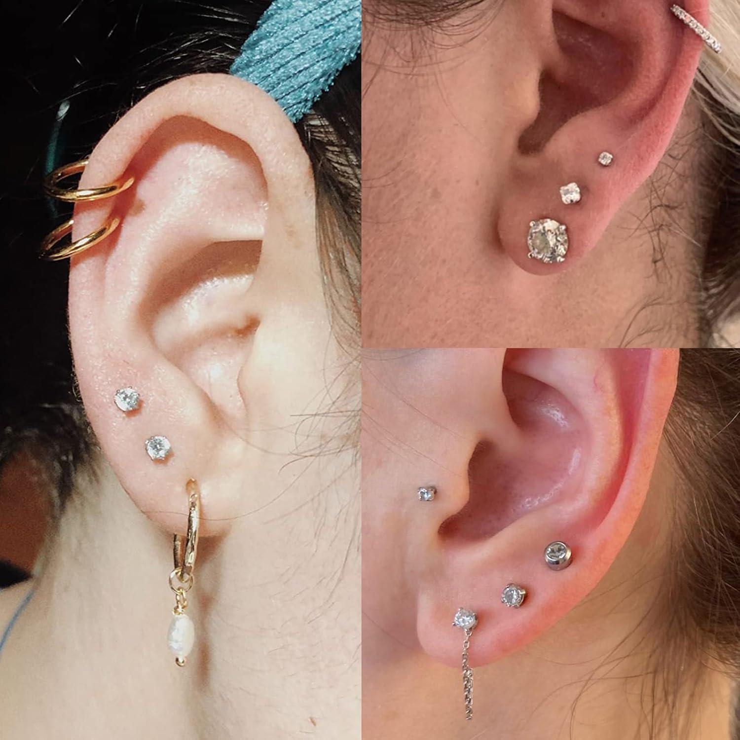 Kit de Perforación de Orejas QWALIT con 4 Pendientes Repuestos