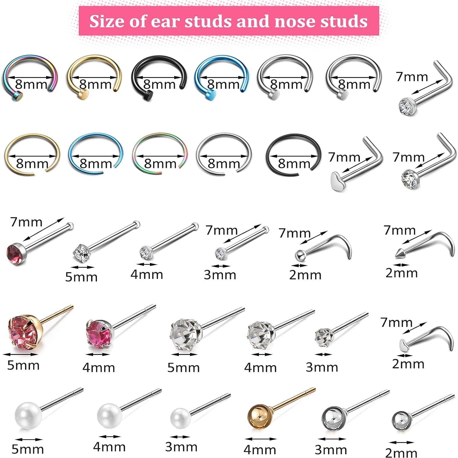 Kit de Perforación de Orejas Honoson 158 Piezas Acero Inoxidable