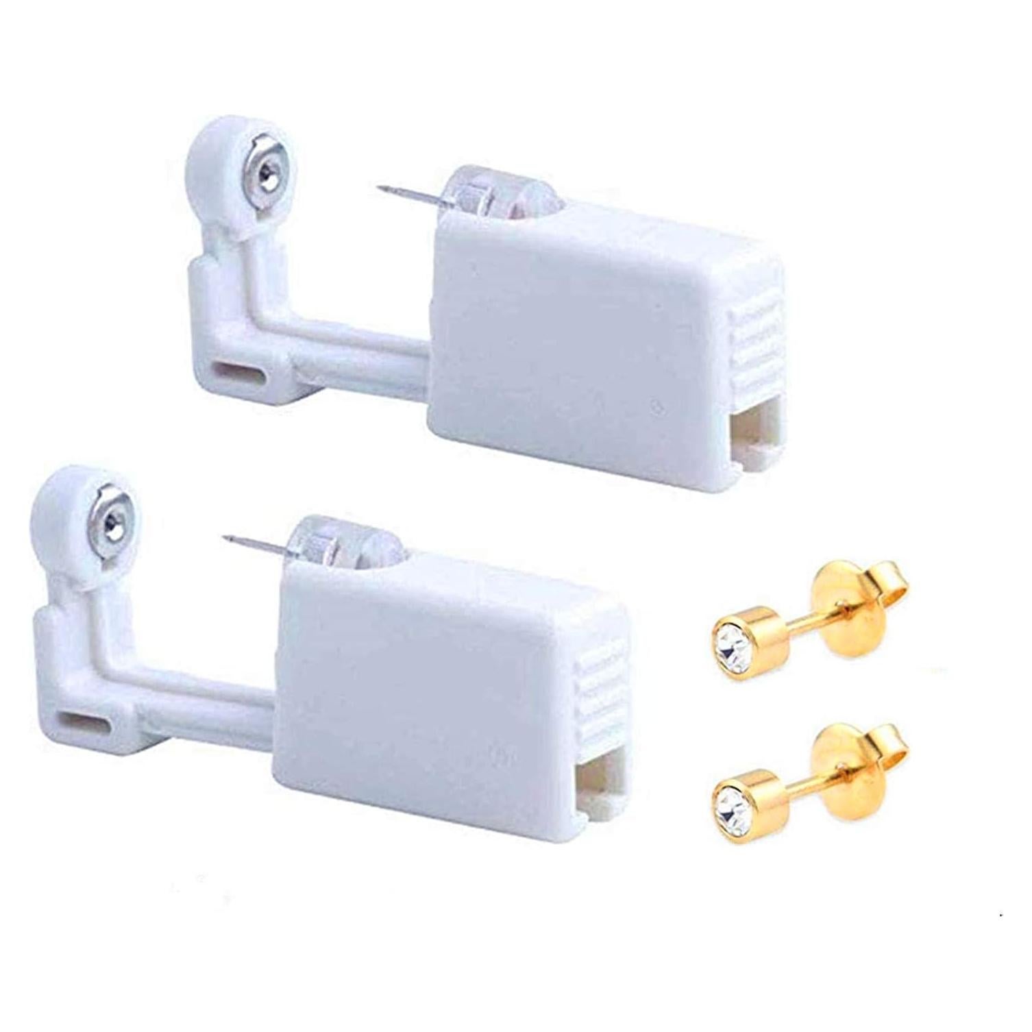 Kit de Perforación de Orejas Desechable XUKEKOY - 2 Pistolas Oro Blanco