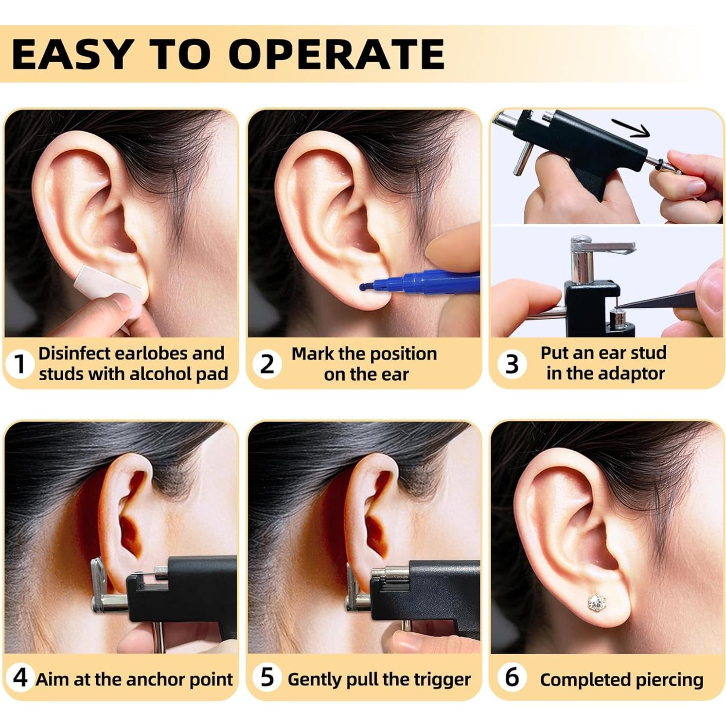 Kit de Perforación de Orejas Novopiercing con 12 Pares de Pendientes