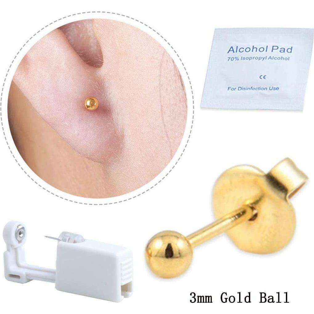 Kit de Perforación de Oídos Desechable XUKEKOY - 2 Pistolas Doradas