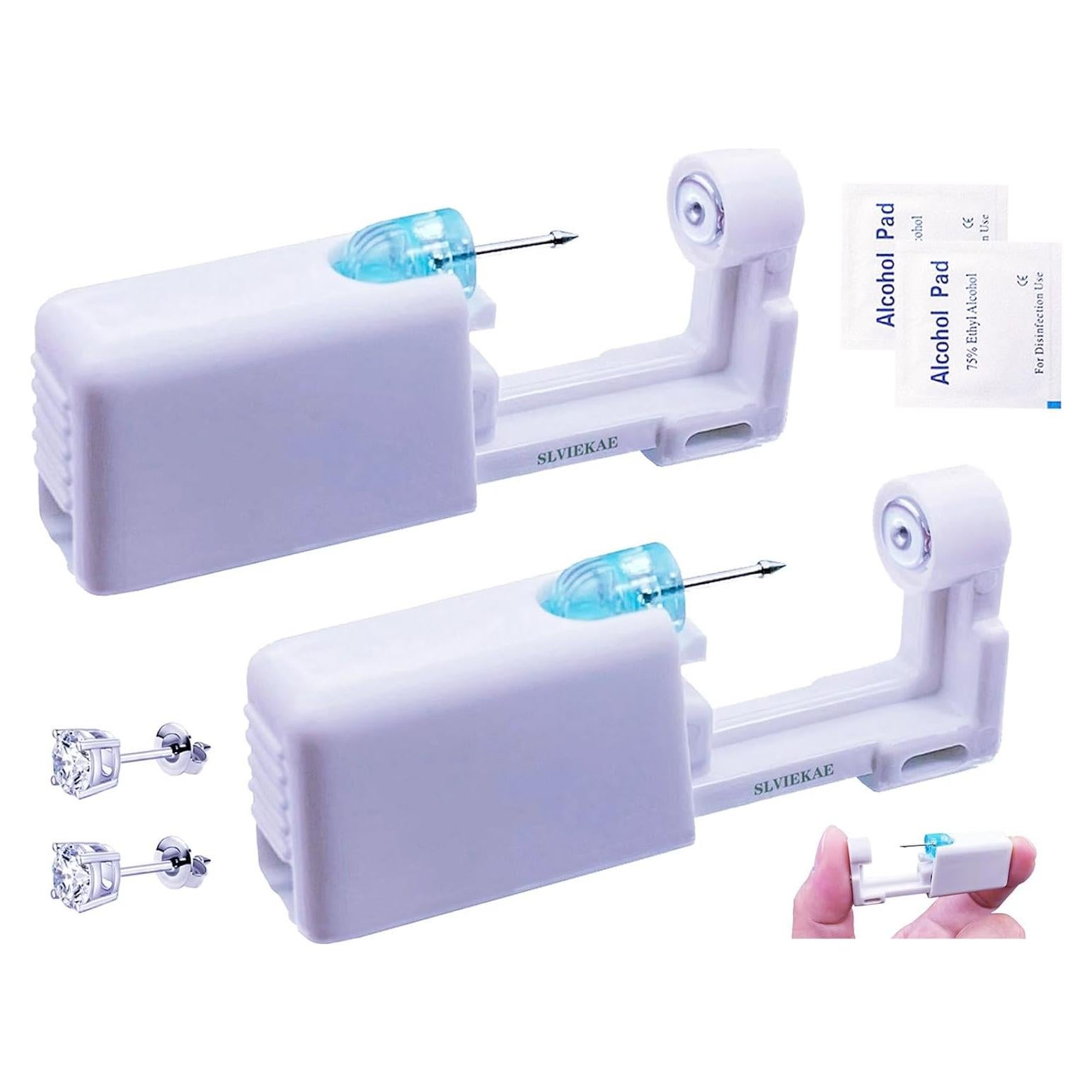 Kit de Perforación de Orejas SLVIEKAE con Aretes de 3mm 4mm 5mm