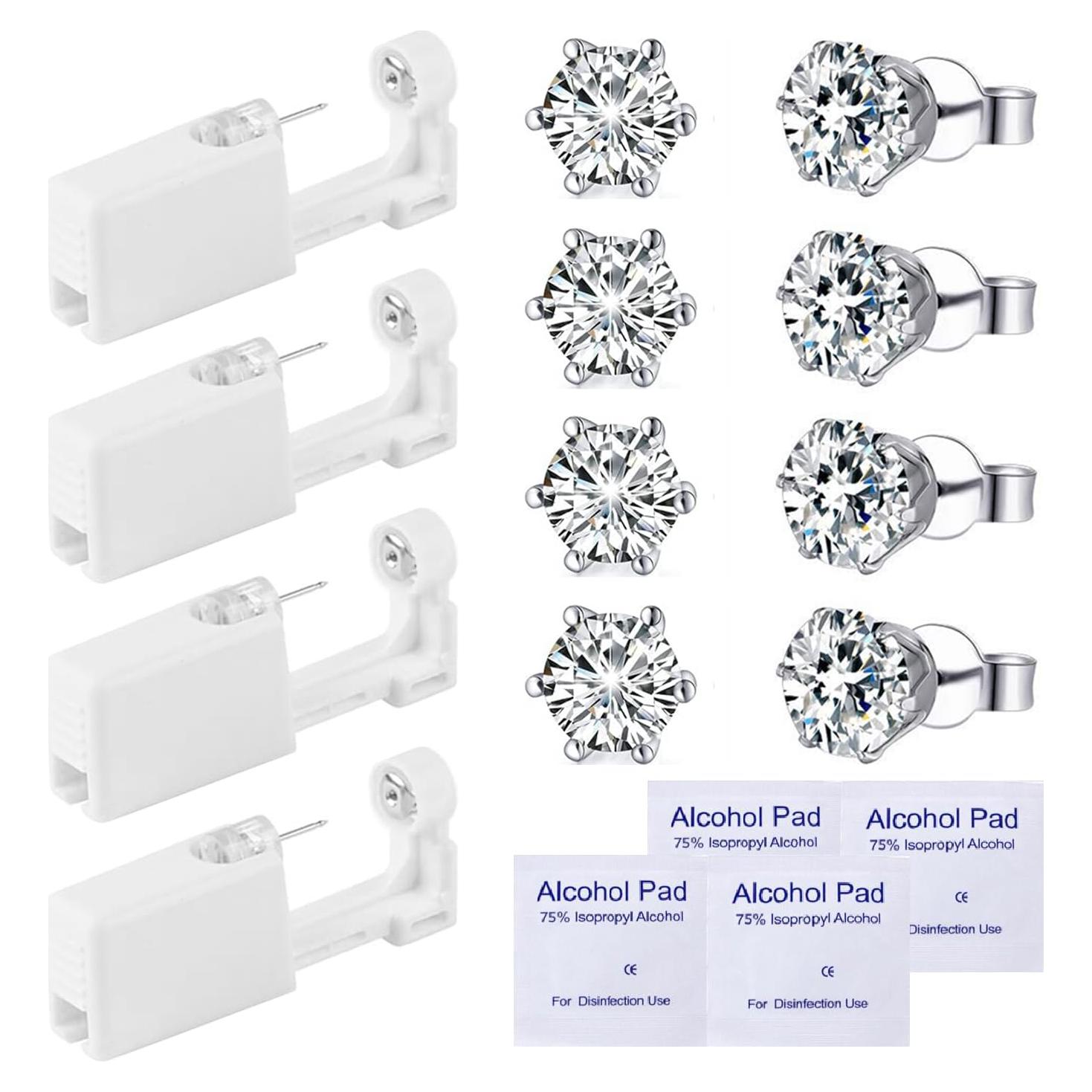 Kit de perforación de orejas desechable ZC - 4 pistolas con aretes