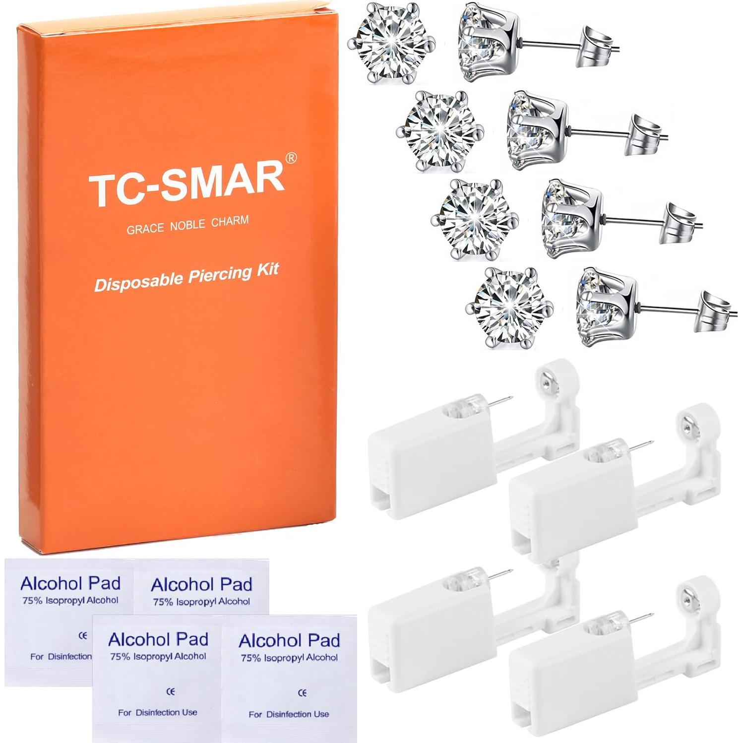 Kit de perforación de orejas desechable ZC - 4 pistolas con aretes