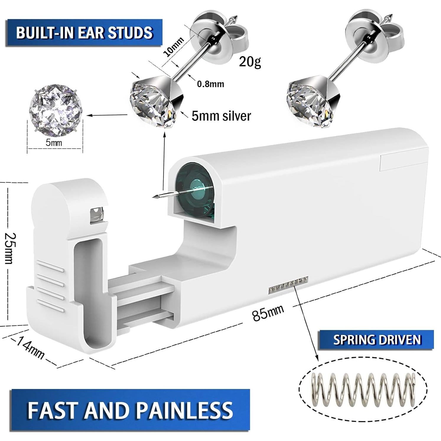 Kit de Perforación de Orejas KAIQIKAIXI 2 Piezas 5mm Plata