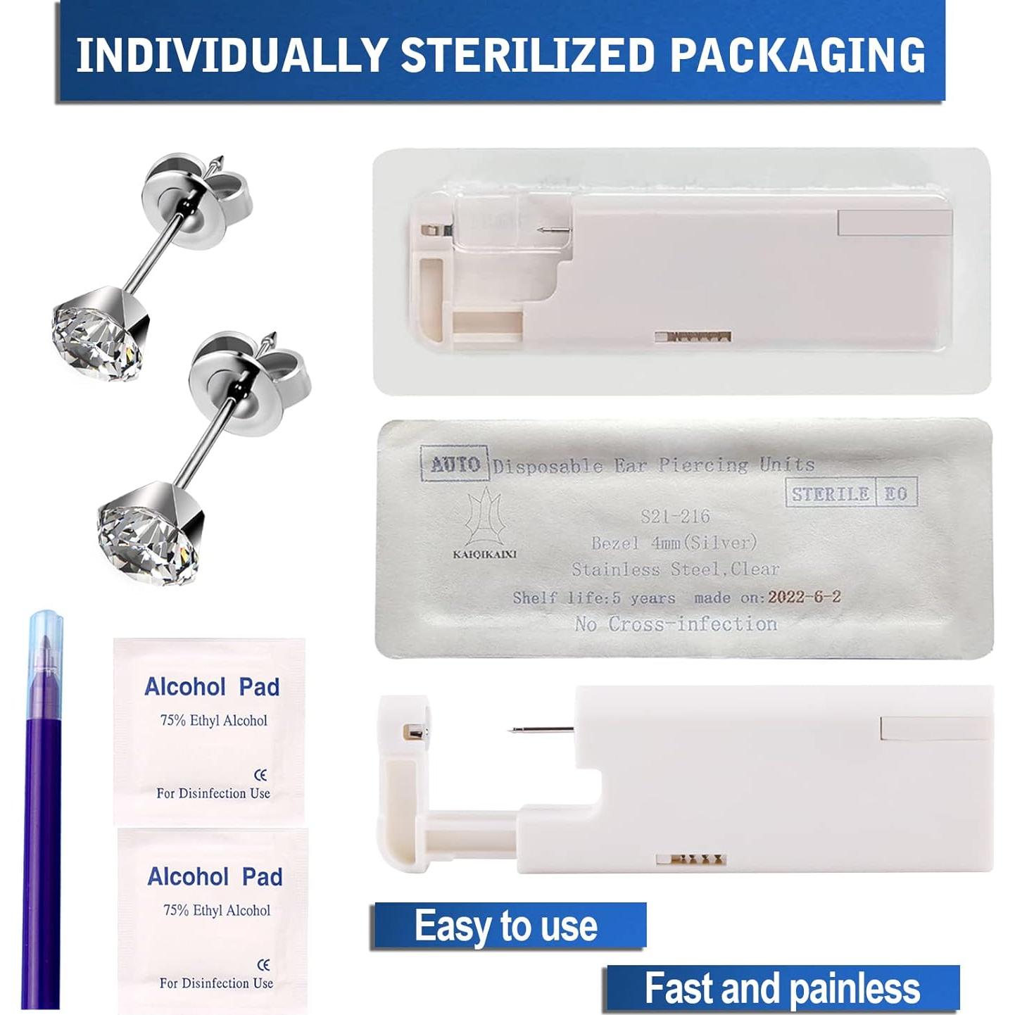 Kit de Perforación de Orejas KAIQIKAIXI 2 Piezas 5mm Plata