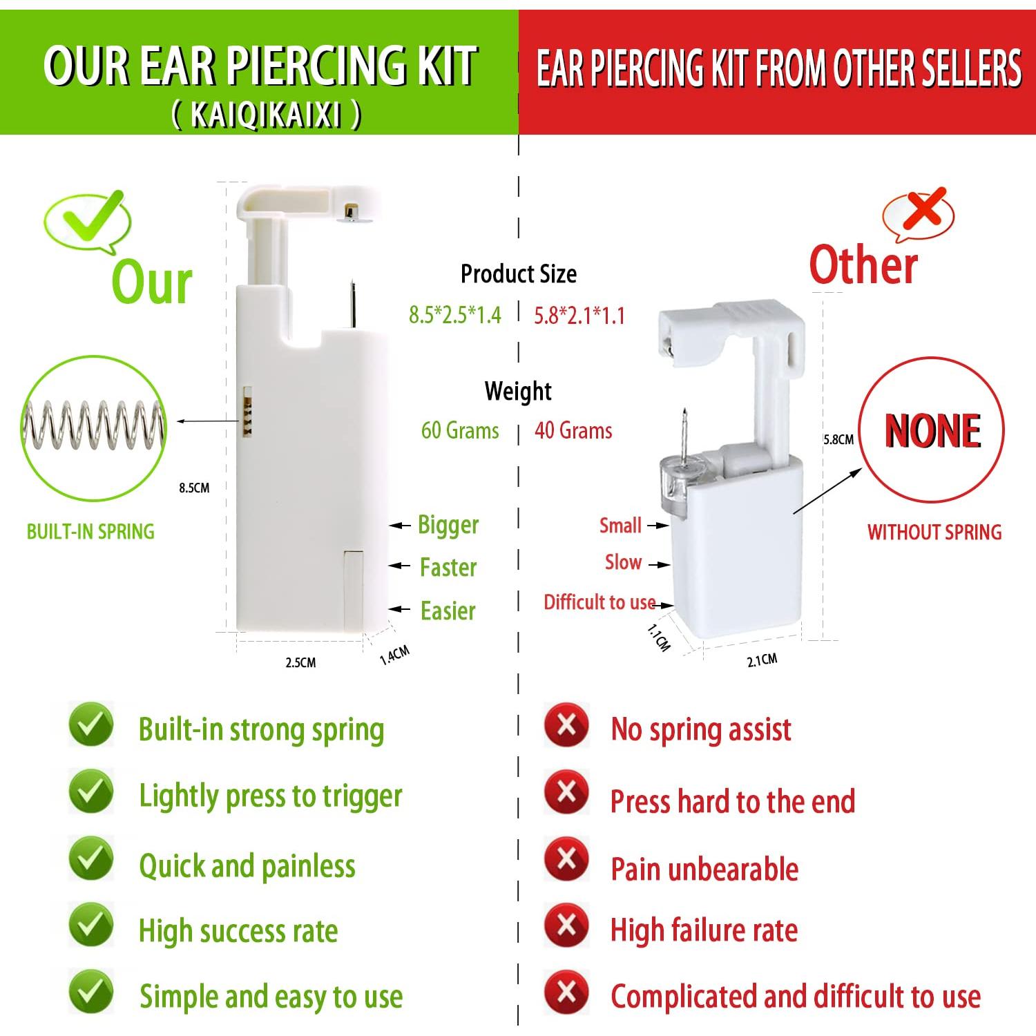 Kit de Perforación de Orejas KAIQIKAIXI 2 Piezas 5mm Plata