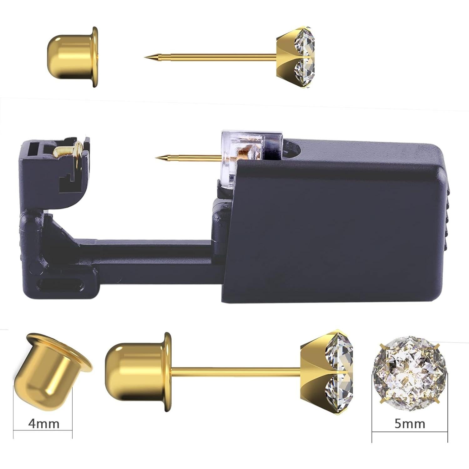 Kit de Perforación de Orejas KAIQIKAIXI 19 Piezas 5mm Dorado