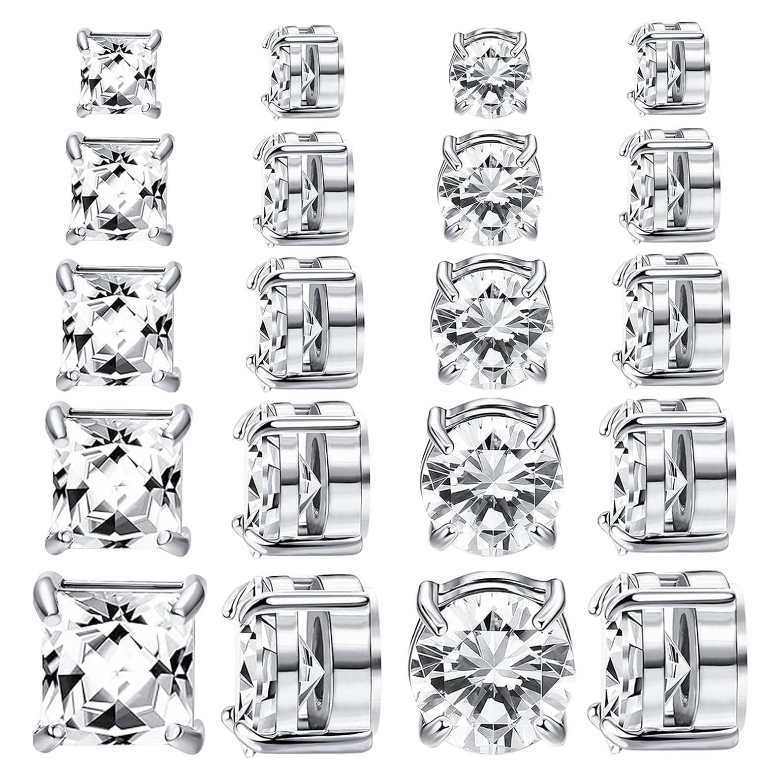 Pendientes Magnéticos Unisex NEWITIN - 10 Pares Acero Inoxidable