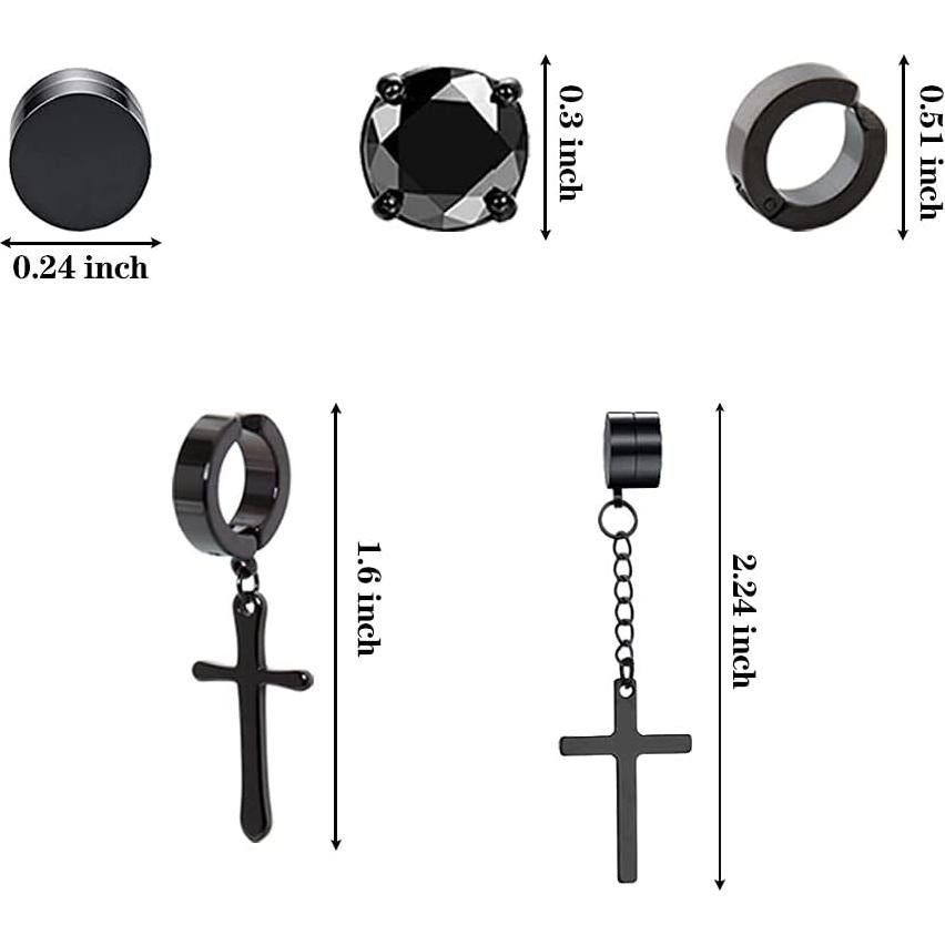 Pendientes Magnéticos Unisex NEWITIN - 15 Pares Acero Inoxidable