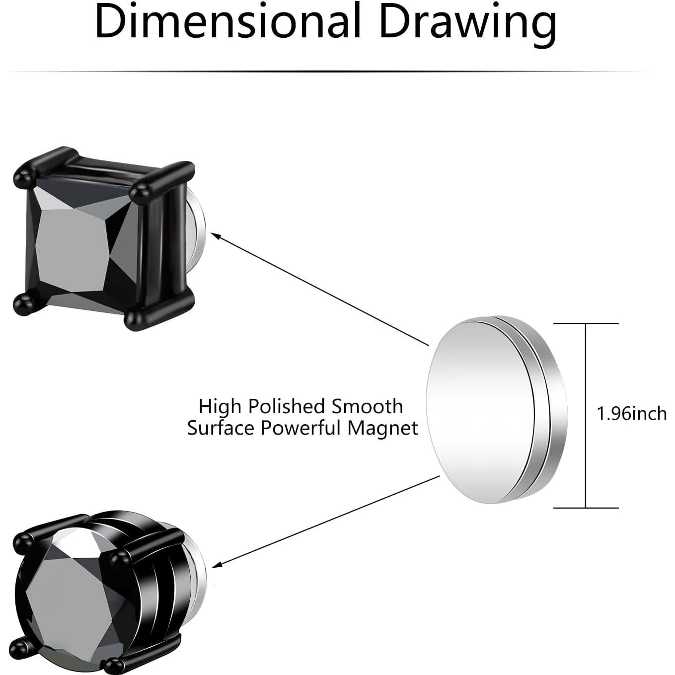 Pendientes Magnéticos ONESING 12 Pares Clip On Negros