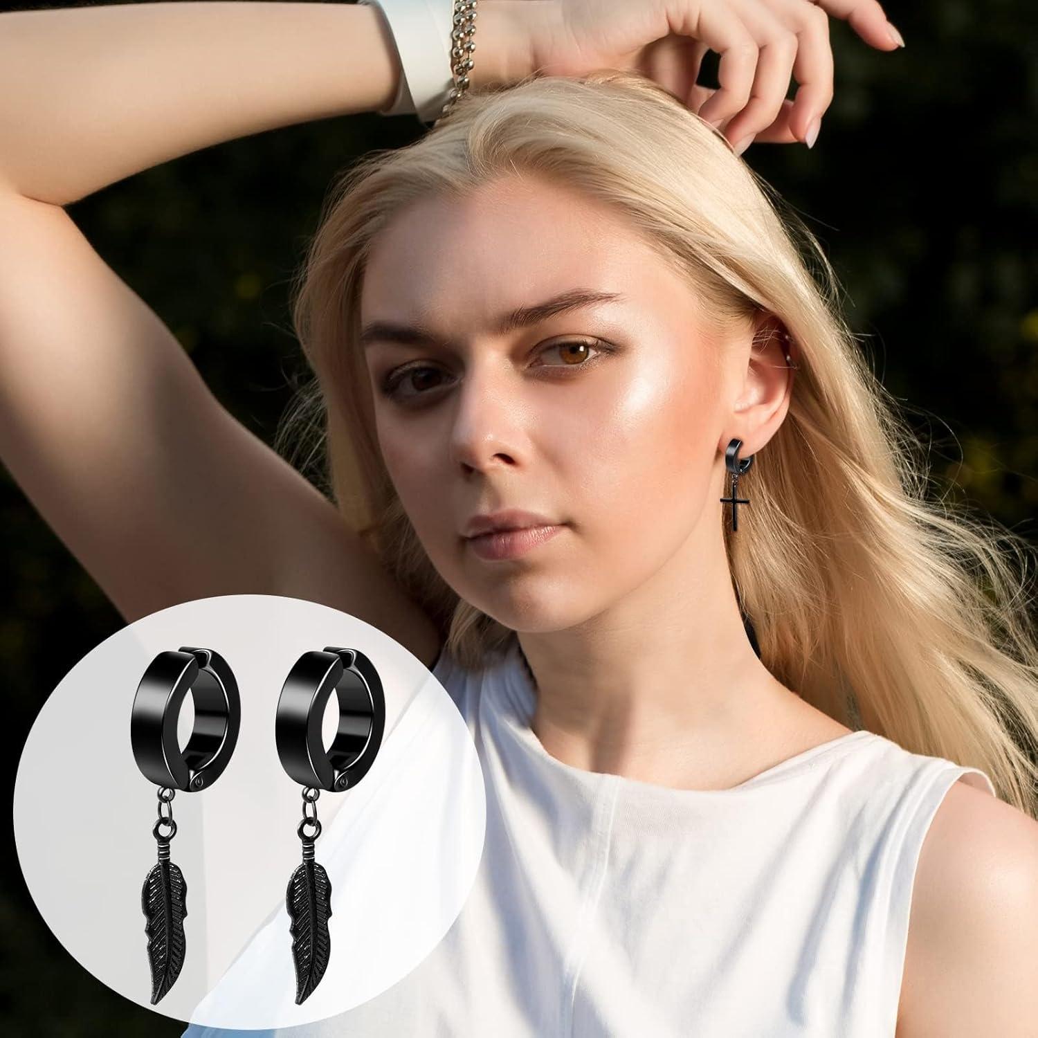 Pendientes Magnéticos ONESING 12 Pares Clip On Negros