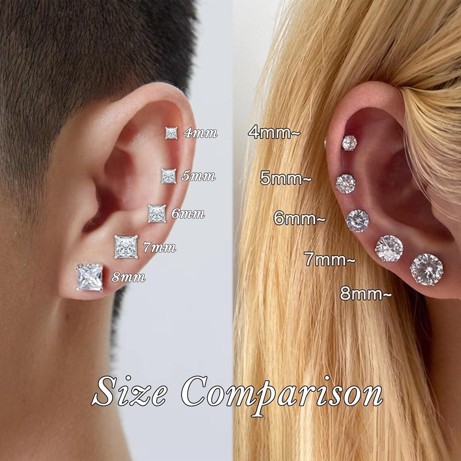 Pendientes Magnéticos Plateados Unisex Acero Inoxidable 4 Pares