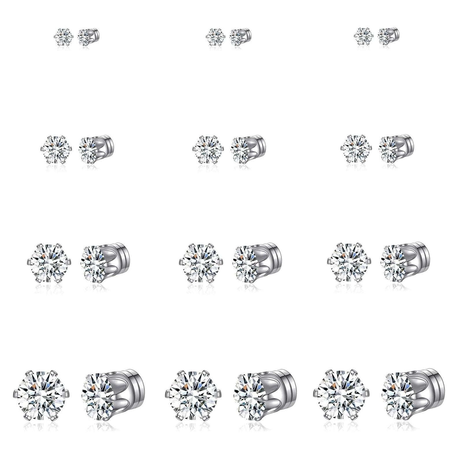 Set de 12 Aretes Magnéticos Spiritlele Circonita 4-7mm