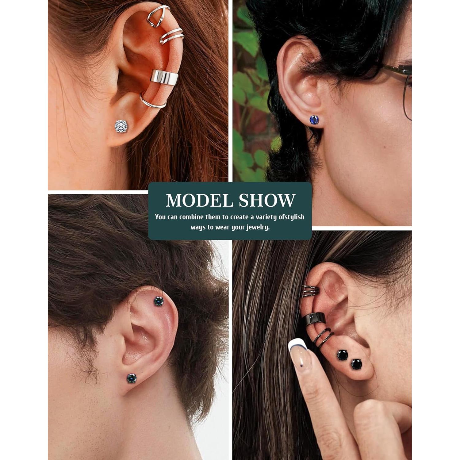 Pendientes Magnéticos SIISPRI 4 Pares Acero Inoxidable 6mm