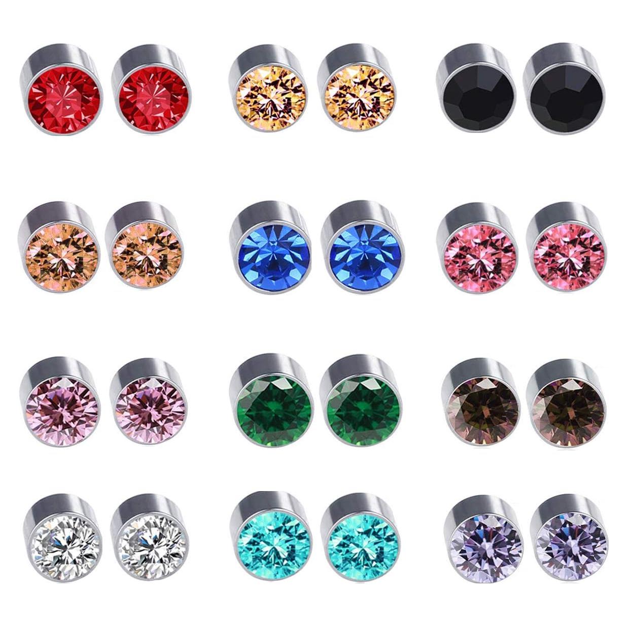 Set 12 Pares Pendientes Magnéticos Spiritlele 6mm Colores