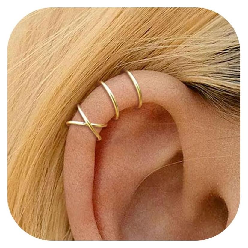 Pendientes de Clip para Cartílago sin Perforar YANCHUN - Cuff Dorado