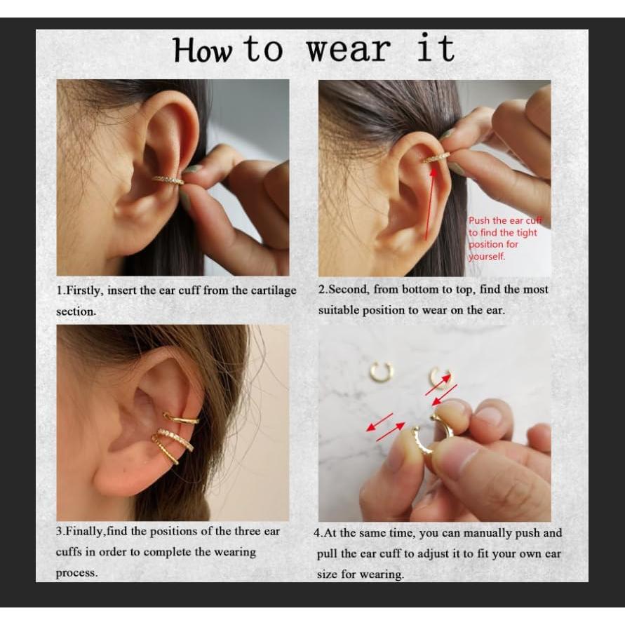 Pendientes de Clip para Cartílago sin Perforar YANCHUN - Cuff Dorado