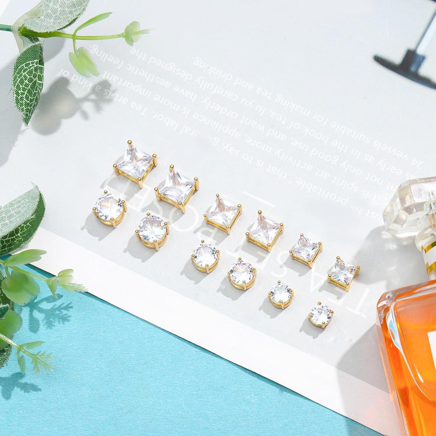 Pendientes Magnéticos Unisex NEWITIN Acero Inoxidable 6 Pares 6-9mm