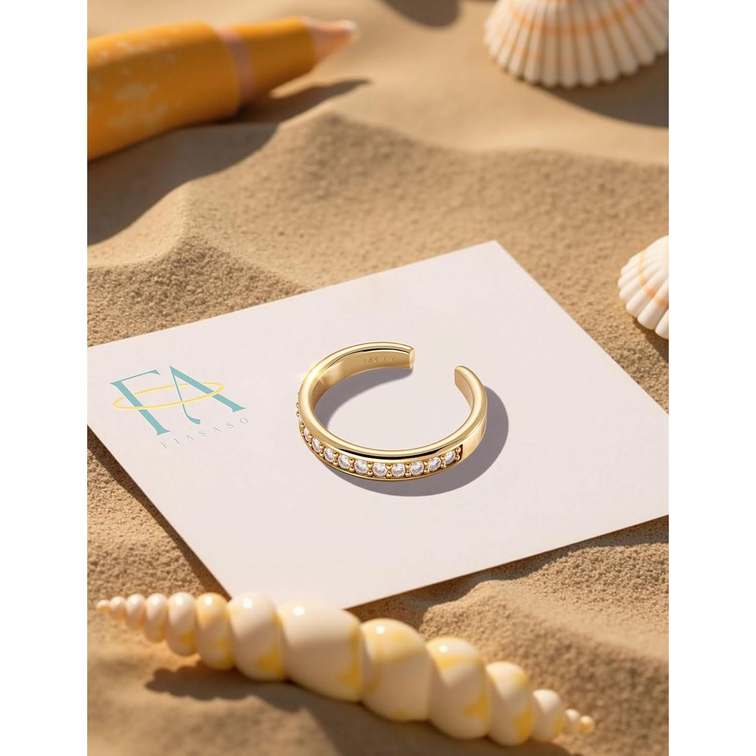 Anillos de Dedo de Oro 14K Fiasaso - 3 Piezas Ajustables