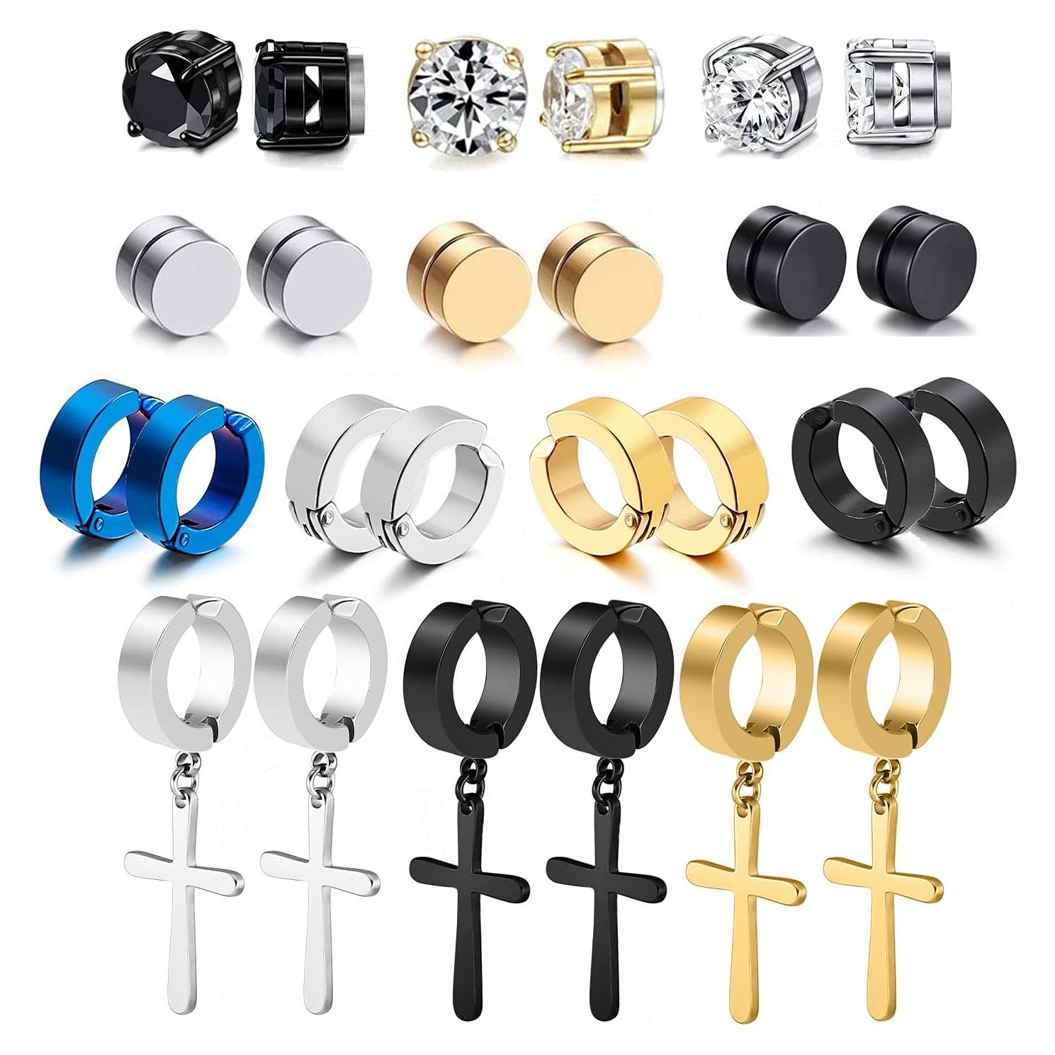 Pendientes Magnéticos WAINIS 13 Pares Acero Inoxidable No Perforados