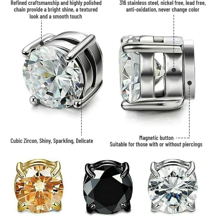 Pendientes Magnéticos para Hombres BEFOSHINN 6-8MM Acero Inoxidable