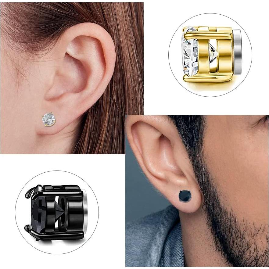 Pendientes Magnéticos para Hombres BEFOSHINN 6-8MM Acero Inoxidable