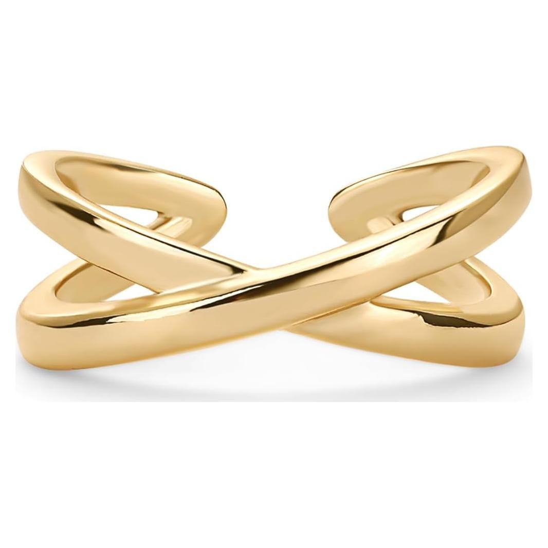 Anillo de dedo ajustable PAVOI oro 18K cruce para mujeres