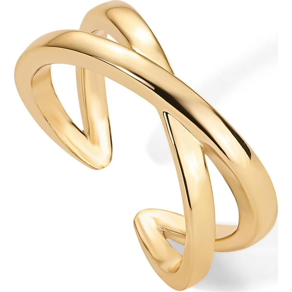 Anillo de dedo ajustable PAVOI oro 18K cruce para mujeres