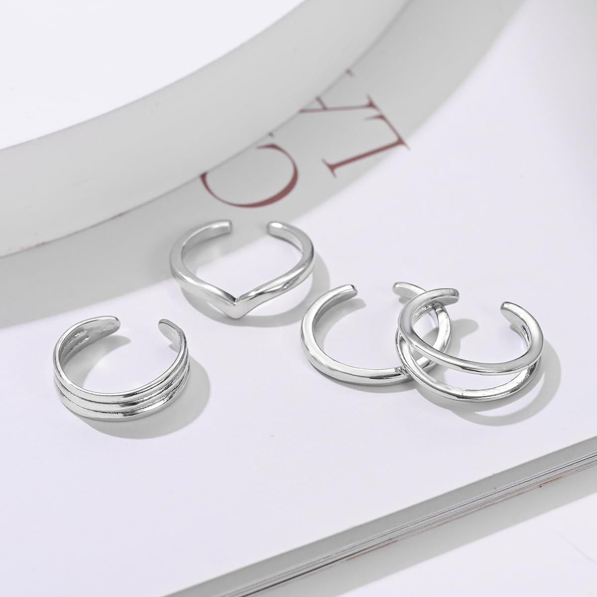 Conjunto de Anillos Ajustables de Plata Esterlina 925 Ritach