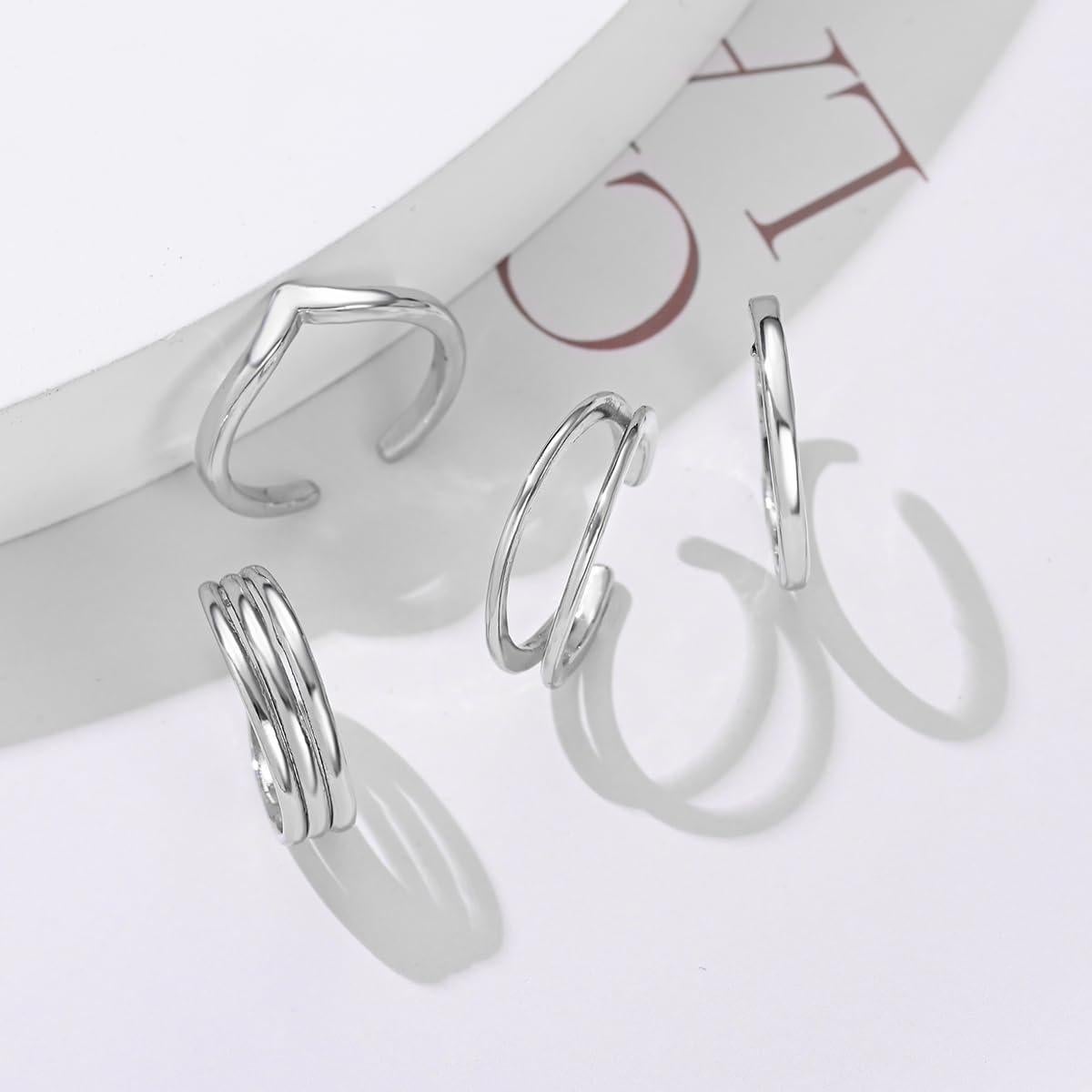 Conjunto de Anillos Ajustables de Plata Esterlina 925 Ritach