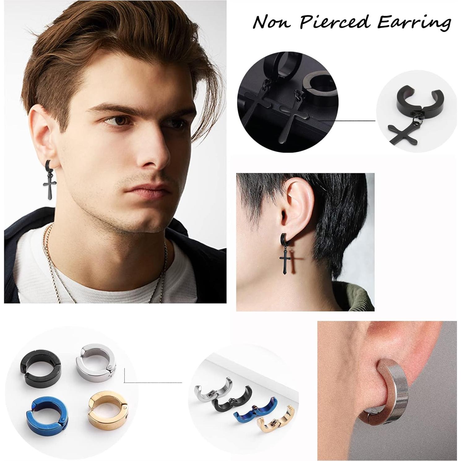 Set de 16 Pendientes Magnéticos JEWPARK Acero Inoxidable 316L